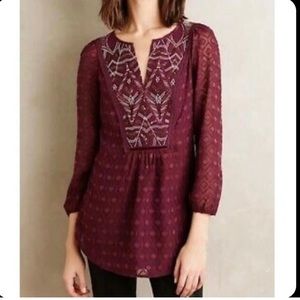 Anthropologie One September purple bohemian blouse